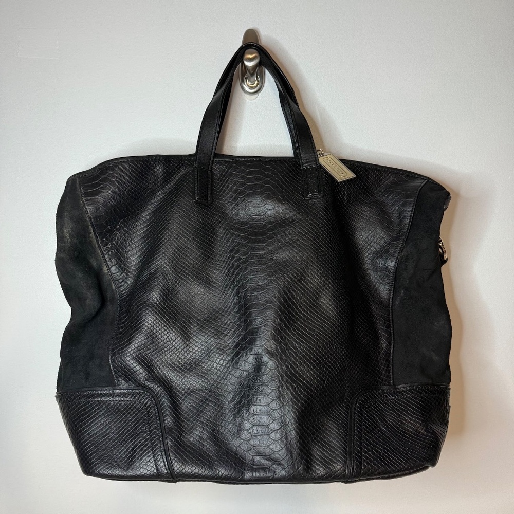 Coach Black Python Embossed Leather And Suede Ove… - image 2